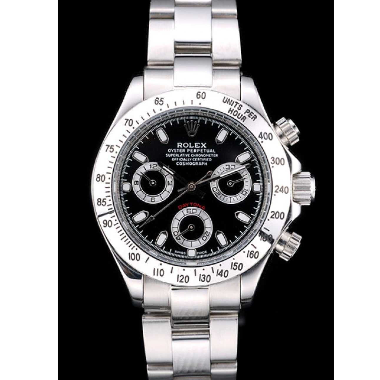 Aaa replica watch Lady Stainless Case Dial Tachymeter Rolex Black Steel Daytona 0715